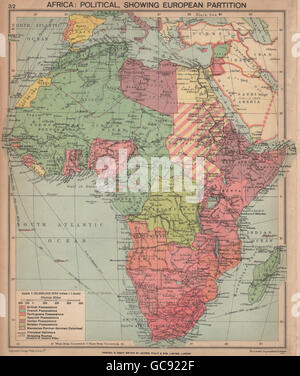 SECOND WORLD WAR AFRICA. Showing European colonies & German mandates, 1940 map Stock Photo