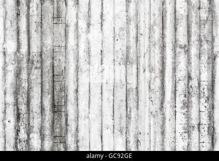 White concrete wall with relief pattern from timber formwork, background photo texture, seamless composition Stock Photo