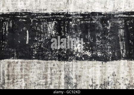 Grungy dark gray concrete wall with black stripe, background photo texture Stock Photo