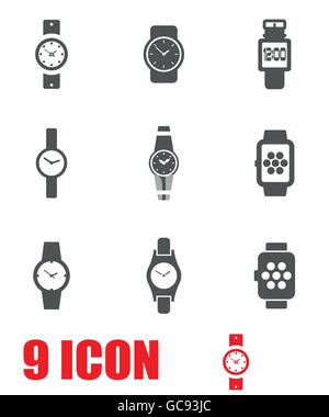Vector grey wristwatch icon set Stock Vector