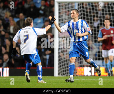 Soccer - FA Cup - Fourth Round - Aston Villa v Brighton and Hove Albion - Villa Park. Brighton & Hove Albion's Nicky Forster celebrates with Dean Cox after scoring their second goal Stock Photo