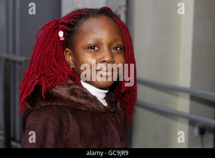 Sickle cell anaemia sufferer Nigerian Aydola Adekunle, 5, at the Garda national immigration bureau she has had her deportation suspended after a letter from the Department of Justice arrived. Stock Photo