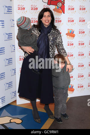 Kirstie Allsopp and her family arriving for toy store Hamleys 250th Birthday Party, in association with White Ribbon Alliance for Safe Motherhood, in central London. Stock Photo