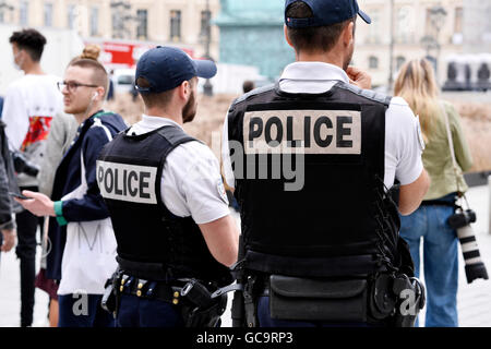 French police officers on official event, Paris Fashion Week 2016 Stock Photo