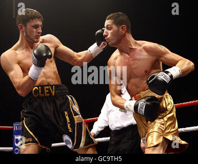 Wales' Nathan Cleverly (left) in action against Italy's Antonio Brancalion during the Vancant European Light Heavyweight Championship bout at Wembley Arena, London. Stock Photo