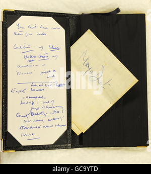 30 A diet used by Margaret Thatcher folded inside her diary. The former Prime Minister's personal papers of memos, letters and correspondence are to go on show at the Churchill Archives at Churchill College in Cambridge. The papers, which are being released by the Margaret Thatcher Archive Trust are from her first year in office in 1979. Stock Photo