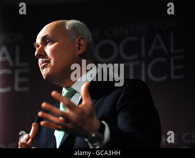 Former Conservative Party leader, Iain Duncan Smith, launches the Centre for Social Justice's work programme of policy recommendations covering elder care, youth justice, mental health, community cohesion and social return on investment. Stock Photo