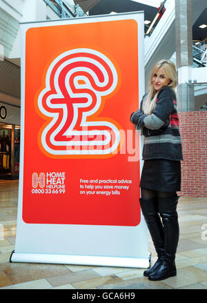 Coronation Street's Katherine Kelly, who plays barmaid Becky McDonald, at the launch of the Home Heat Helpline campaign in Bristol's The Mall. Stock Photo