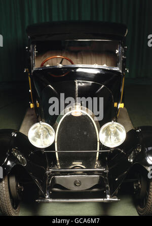 transport / transportation, car, vehicle variants, Bugatti, type 40, year of construction: 1928, historic, historical, 20th century, 1920s, 20s, vintage, front view, radiator grill, headlights, coupè, cabriolet, convertible, sports car, Additional-Rights-Clearences-Not Available Stock Photo