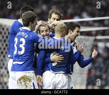 Birmingham City's Liam Ridgewell (right) celebrates scoring his sides second goal of the game with teammates Stock Photo