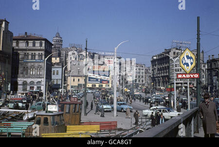 geography / travel, Turkey, cities, Istanbul, city views / cityscapes, view from Galata Bridge towards Galata Tower, circa 1960s, Additional-Rights-Clearences-Not Available Stock Photo