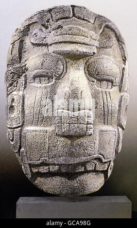 fine arts, Mesoamerica, Totonac, sculpture, head of rain god Tlalcocan,stone, Cerro de las Mesas, Veracruz, Mexico, circa 700,  Veracruz Museum, , Artist's Copyright has not to be cleared