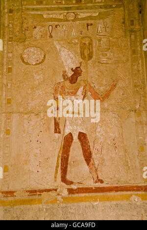 fine arts, ancient world, Egypt, 18th dynasty, Mortuary Temple of Hatshepsut, detail: relief image, Artist's Copyright has not to be cleared Stock Photo