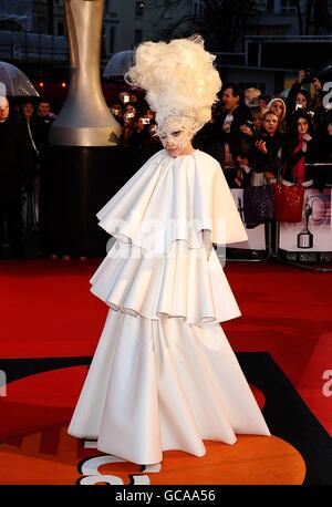 Lady Gaga arriving for the BRIT Awards 2010, at Earls Court, London. Stock Photo