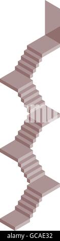 Isometric stairs in grey, isolated vector in 3d-view Stock Vector