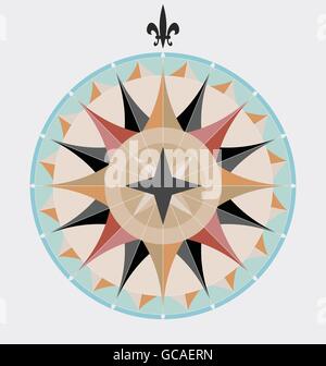 Vintage colorful graphic compass isolated on light background. Vector Illustration EPS 10. Stock Vector