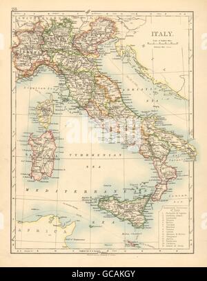 ITALY. Showing states/territorial divisions. JOHNSTON, 1897 antique map Stock Photo