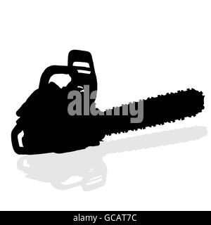chainsaw black vector silhouette on white background Stock Vector