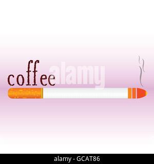 cigarette with coffee bean word illustration vector symbol Stock Vector