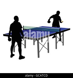 two men playing table tennis vector illustration Stock Vector