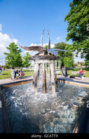 The Swan Fountain, Bancroft gardens, Stratford upon Avon. Stock Photo