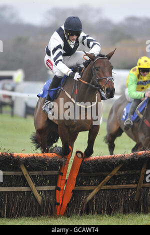 Horse Racing - Plumpton Racecourse. Siouxme ridden by Charlie Studd during the E.B.F Mares' 'National Hunt' Novices' Hurdle Stock Photo