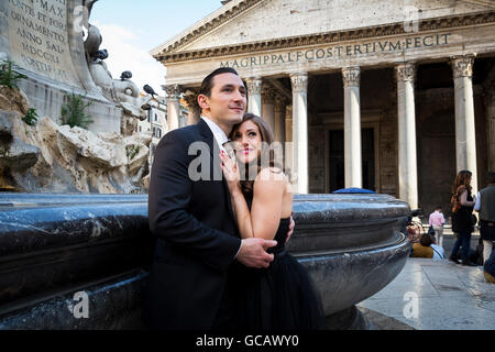 Couple in love at the Roman Pantheon Stock Photo