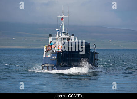Rousay Ferry 'Eynhallow' sailing across from Brinain to Tingwall on the North shore of the Orkney Isles Mainland. SCO 10,579. Rousay Ferry 'Eynhallow' sailing across from Brinain to Tingwall on the North shore of the Orkney Isles Mainland. SCO 10,579.
