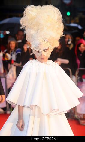 Lady Gaga arriving for the BRIT Awards 2010, at Earls Court, London. Stock Photo