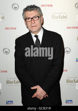 Jack Vettriano arrives before the winner of the Johnnie Walker Blue Label Great Scot Award is announced at Boisdale of Belgravia, London. Stock Photo