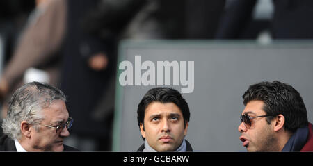 Queens Park Rangers' Chairman Gianni Paladini, Chairman and Managing Director of QPR Holdings Limited Ishan Saksena and Vice-Chairman of QPR Holdings Limited Amit Bhatia during the Coca-Cola Championship match at Loftus Road, London. Stock Photo