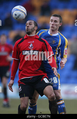 Soccer - Coca-Cola League Two - Shrewsbury Town v Bournemouth - Prostar Stadium. Bournemouth's Anton Robinson and Shrewsbury Town's Kevin McIntyre during the Coca-Cola League Two match at The Prostar Stadium, Shrewsbury. Stock Photo