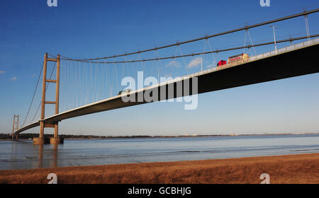 Hull stock. A general view of the Humber Bridge, Hull. Stock Photo