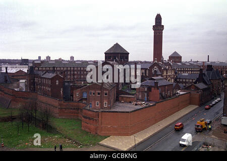 Crime - Strangeways Prison Riot - Manchester. Strangeways Prison in Manchester after the riot. Stock Photo