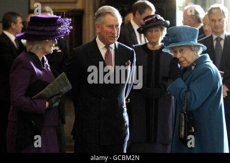 The Duchess of Cornwall and the Prince of Wales and Britain's Queen Elizabeth II arrive at Westminster Abbey for the annual Commonwealth Day Observance service.