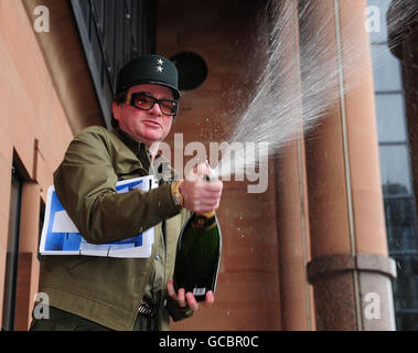 Antiques dealer Raymond Scott leaves Newcastle Crown Court where he denied stealing a 3 million first edition of Shakespeare's works. Stock Photo