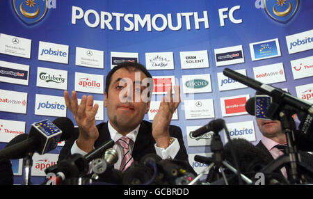 Administrator for Portsmouth FC Andrew Andronikou during a press conference at Fratton Park, Portsmouth. Stock Photo