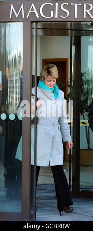 Chief Inspector Kim Molloy, 44, from Nottinghamshire Police, leaves Mansfield Magistrates Court where she is accused of stealing make-up worth 12.72 from a Tesco store. Stock Photo