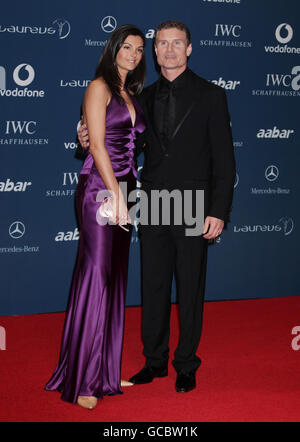 David Coulthard and wife Karen Minier arriving at the Laureus World Sports Awards, held at the Emirates Palace Hotel in Abu Dhabi. Stock Photo
