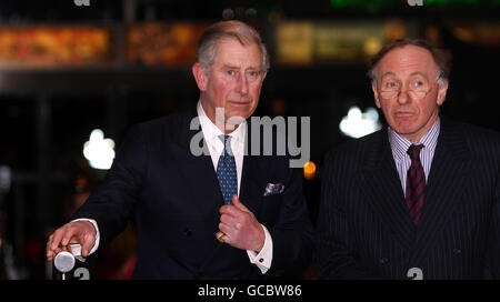 The Prince of Wales and the Chairman of the Birmingham Royal Ballet Professor Michael Clarke, arrive at the Birmingham Hippodrome, for the Anniversary Celebration of the Brimingham Royal Ballet. Stock Photo