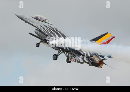 Belgian Air Force General Dynamics F16 Fighting Falcon, Viper fighter at the Royal International Air Tattoo Fairford. Belgian Air Component Stock Photo