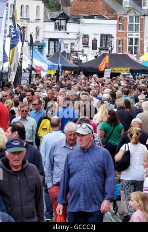Weymouth, Dorset, UK. 9th July 2016: Crowds flock to the Dorset Seafood Festival. The award winning festival takes place in Weymouth's 17th century harbour, thought to be one of the most picturesque harbours in Europe on the 9th and 10th of July, The festival celebrates Dorset's links with its fishing communities and raises money for the Fishermen’s Mission. Credit:  Tom Corban/Alamy Live News Stock Photo