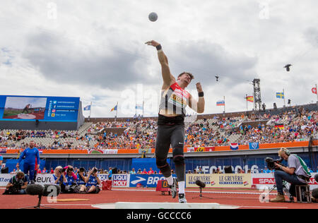 Amsterdam, The Netherlands. 9th July, 2016. David Storl of Germany competes at the Shot Put Men Qualification Round at the European Athletics Championships at the Olympic Stadium in Amsterdam, The Netherlands, 9 July 2016. Photo: Michael Kappeler/dpa/Alamy Live News Stock Photo