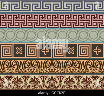 Set of Greek geometric borders Stock Vector