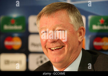 Manchester United manager Sir Alex Ferguson during a press conference at Old Trafford, Manchester. Stock Photo