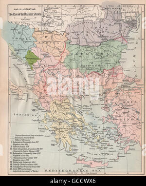 BALKANISATION. Creation of Bosnia Servia Bulgaria Romania Greece, 1917 old map Stock Photo