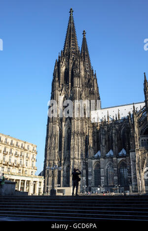 September 20-25th 2016 is the next photokina exhibition in Cologne Germany. Photographing the cathedral (Dom). Stock Photo