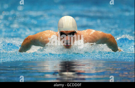 Stockport Metro's Michael Rock during the Men's Open 200m Butterfly heats during the British Swimming Championships at Ponds Forge, Sheffield. Stock Photo