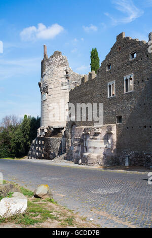 The famous Appian way leading towards the city of Rome Stock Photo