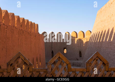 The city walls of the ancient city of Khiva in Uzbekistan. Stock Photo